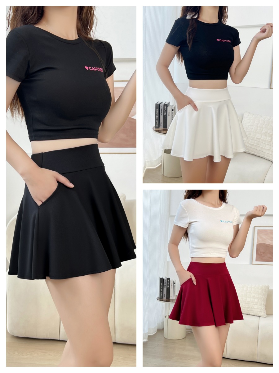 Zomer Vrouwen Basic Rok Functie Zak Rokken Gevoerde Shorts Vrouwelijke Stijl Danser Uniform Mini Elastische Plooirok Plus Size