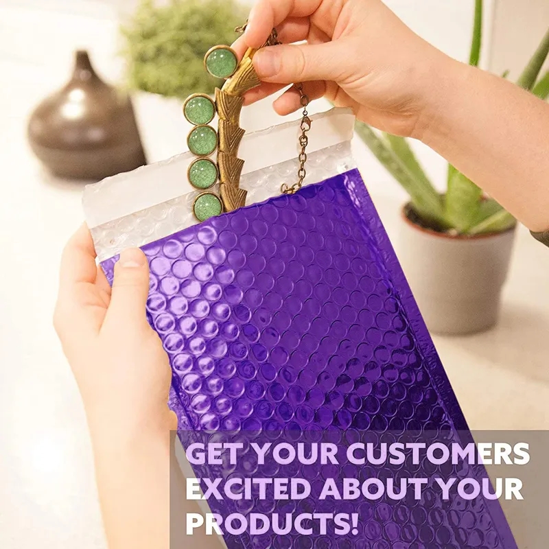 ซองบับเบิ้ลสีม่วง50ชิ้นบรรจุภัณฑ์สำหรับส่งเมลโพลีแพดถุงซีลด้วยตนเองจัดส่งสีชมพูสำหรับของขวัญซองจดหมายสีม่วง