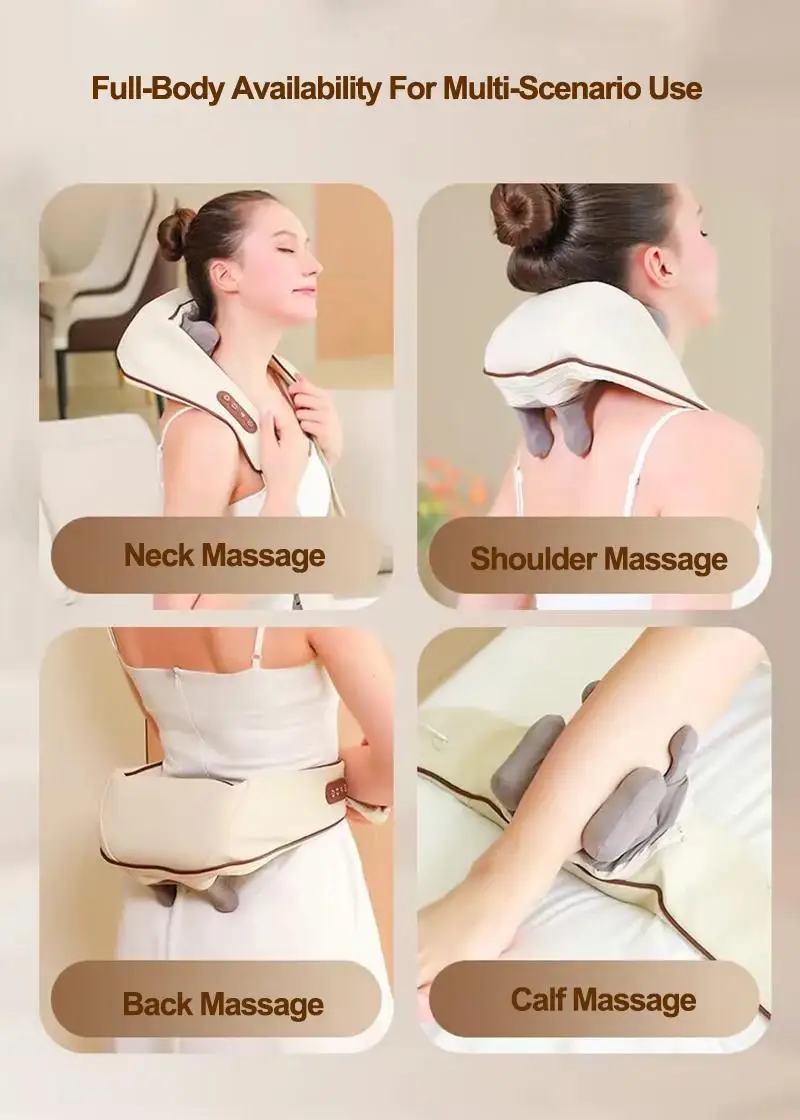 Multi-funcional pescoço e ombro massageador em forma de u tecido profundo shiatsu compressa de ar elétrica amassar massageador traseiro