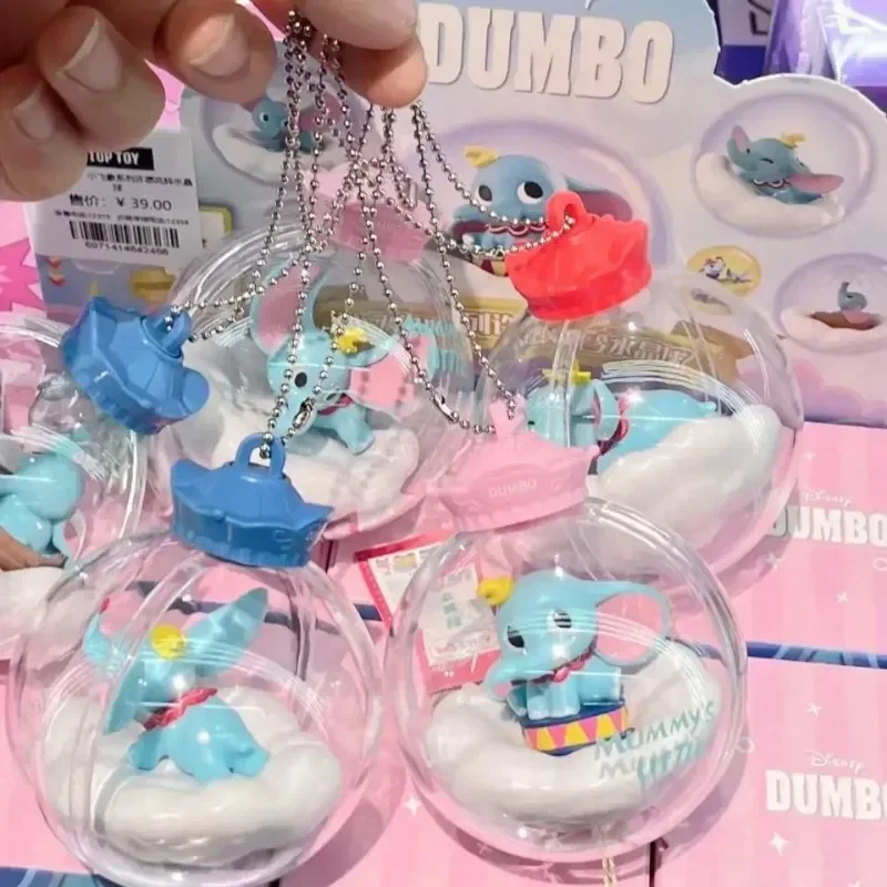 6PCS Kawaii Disney Dumbo Blind Box Wishing Wind Chime Crystal Ball Pendant Ornaments Guard Blessings Blind Box Handheld Toy Gift