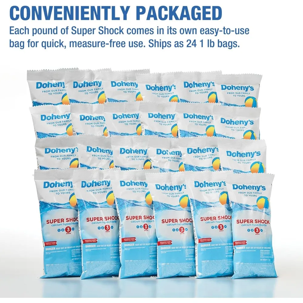Super Pool Shock De-Chlorinator 24 X 1 Lb Bags Pool Water Treatment Chemicals for Pools Spas