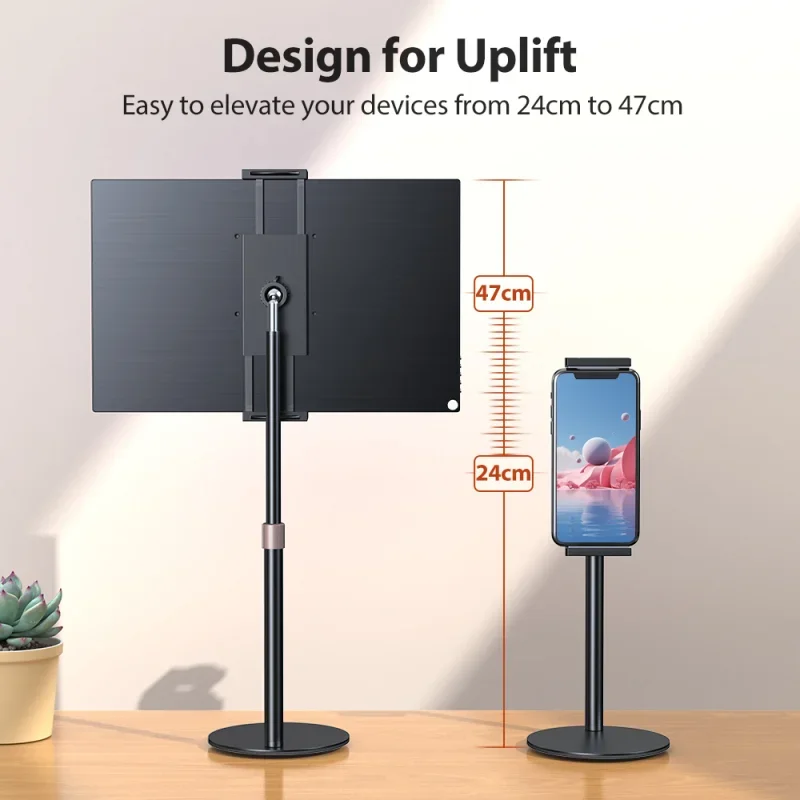Adjustable Monitor Stand Height Portable Vesa Monitor Tablet Holder Up To 24Cm Standing Tablet Bracket Desk Mount Wider Base