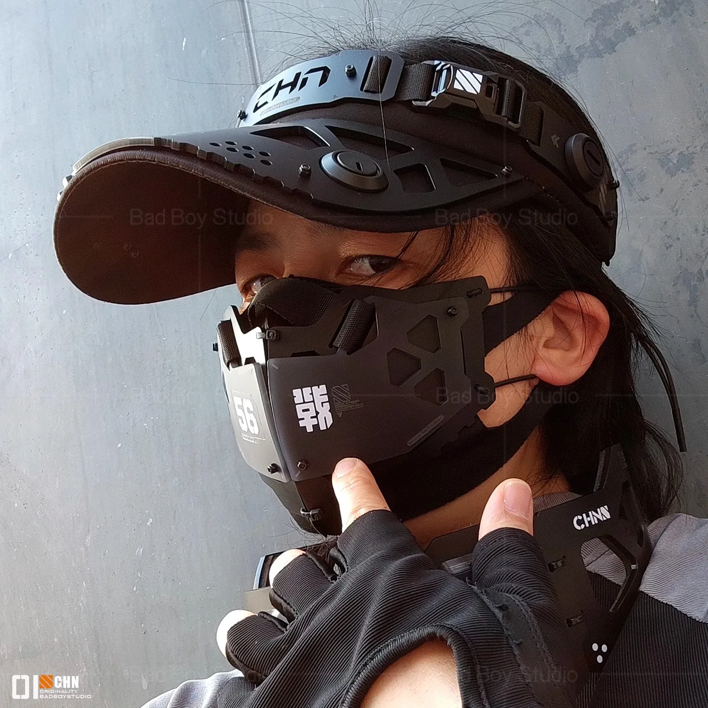 Topi Game Cyber-Punk Aksesori Hiasan Kepala Cosplay Telinga Kucing Masker Mekanis Fiksi Ilmiah Alat Peraga Cosplay Pelindung Tangan Halloween
