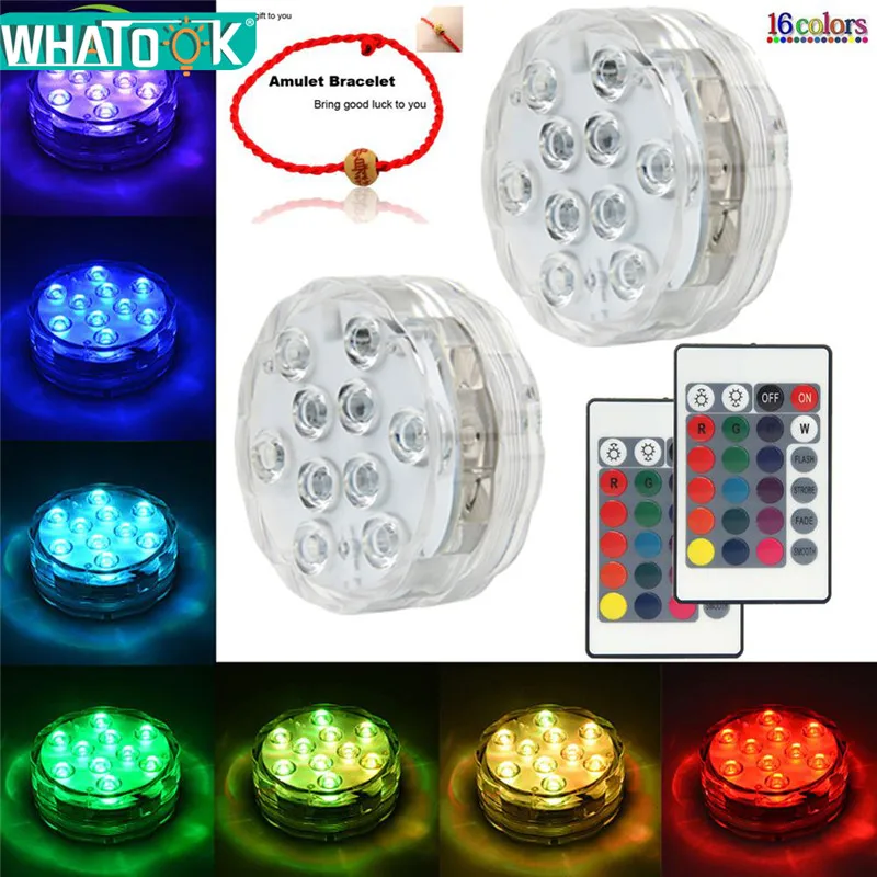 โคมไฟ LED ใต้น้ำ16ดวง10ดวงโคมไฟใต้น้ำรีโมท RGB สำหรับงานเลี้ยงปีใหม่ตกแต่งสวนแจกันตู้ปลา