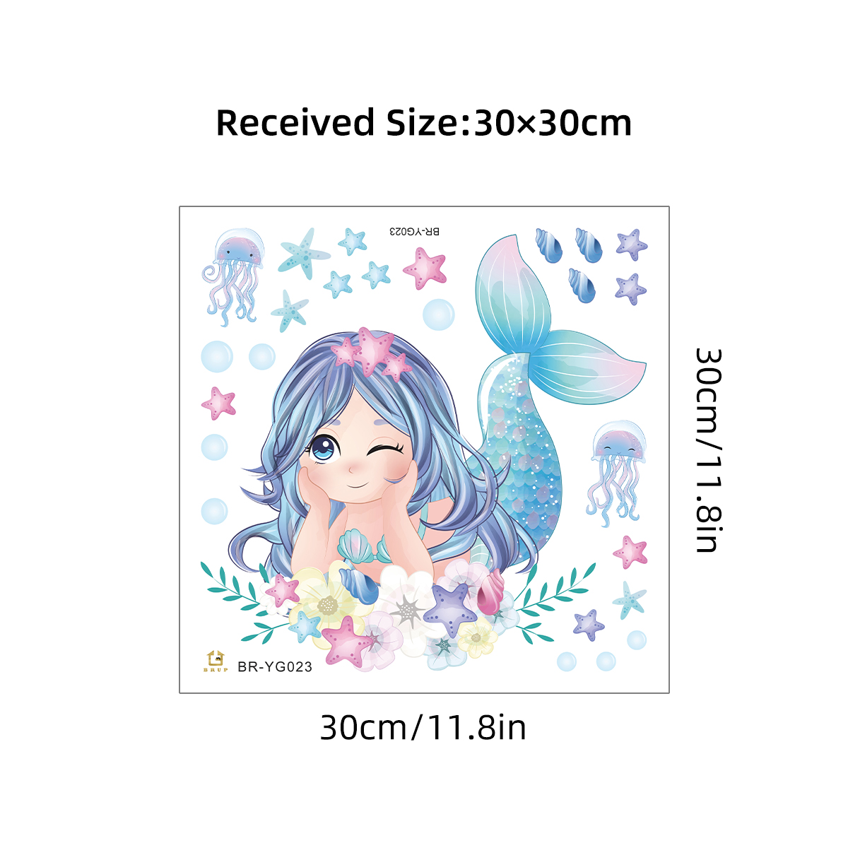 Stickers muraux de dessin animé méduse sirène pour enfants, décor de chambre, arrière-plan, filles, salon, décoration de la maison, décalcomanie, lueur