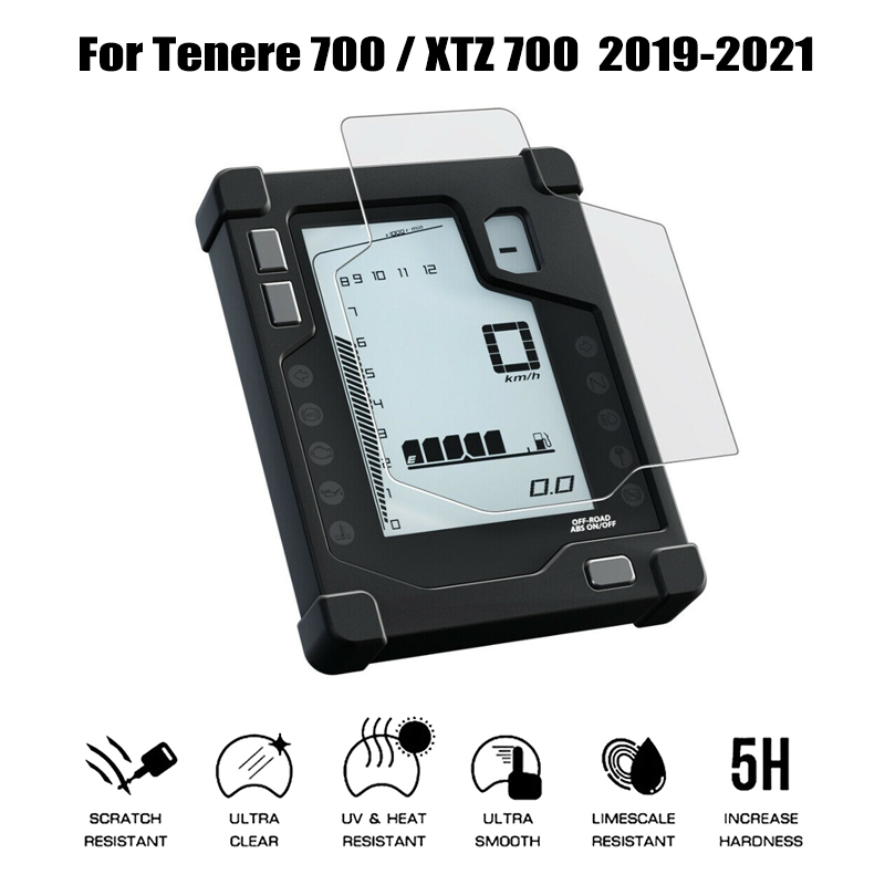 オートバイのスクラッチクラスター保護ダッシュボード、インストルメントフィルム、Yamaha tenere 700、t700、xtz 700、2019-2021に適合