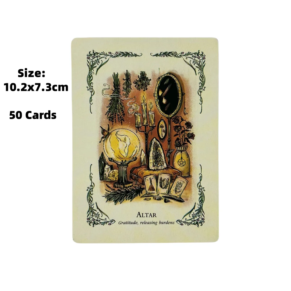 The Green Witch's Oracle Deck-kaarten Een 50-Engelse Visions Divination Edition Deck Borad Games Tarot voor het spelen van feesten