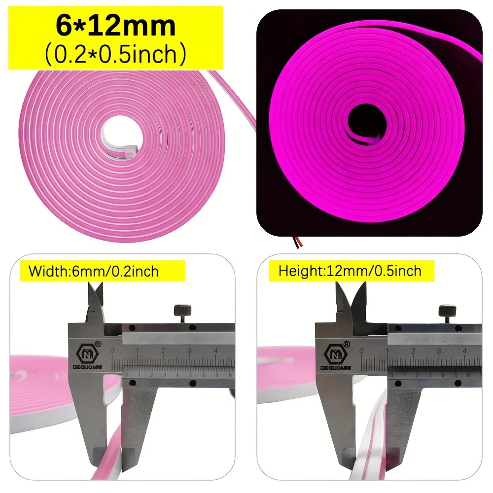Tira de luces LED de neón de 5m, cuerda Ribbion Flexible de 12V, lámpara de neón de silicona impermeable, cinta de diodo DIY para exteriores, decoración del jardín del hogar
