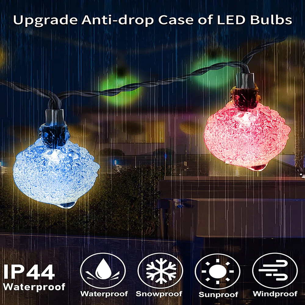 พลังงานแสงอาทิตย์คริสตัลบอลที่มีสีสันตกแต่งสวนกลางแจ้ง Garland Bubble Balls Light ปีใหม่คริสต์มาสตกแต่ง Fairy String ไฟ