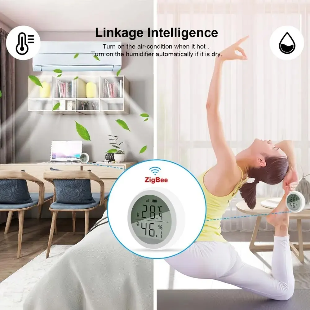 Tuya Smart ZigBee Thermometer Hause Innen Temperatur Und Feuchtigkeit Sensor Mit LCD Display APP Sprachsteuerung Alexa Google Hause