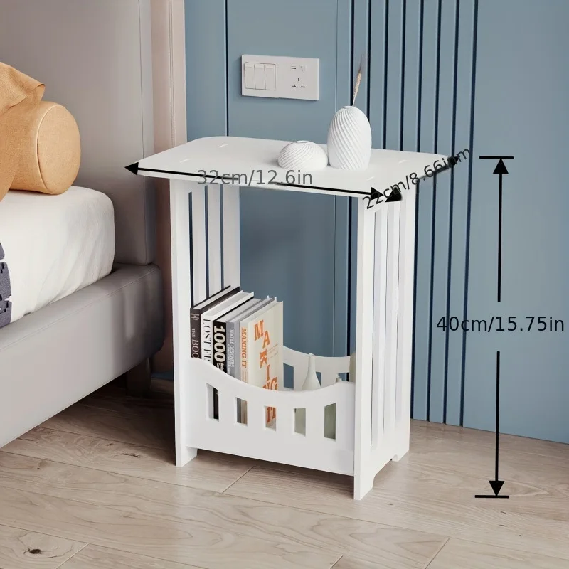 Mesa lateral moderna mesa de armazenamento de madeira-organizador multiuso de cabeceira e sala de estar, material de madeira não impermeável al