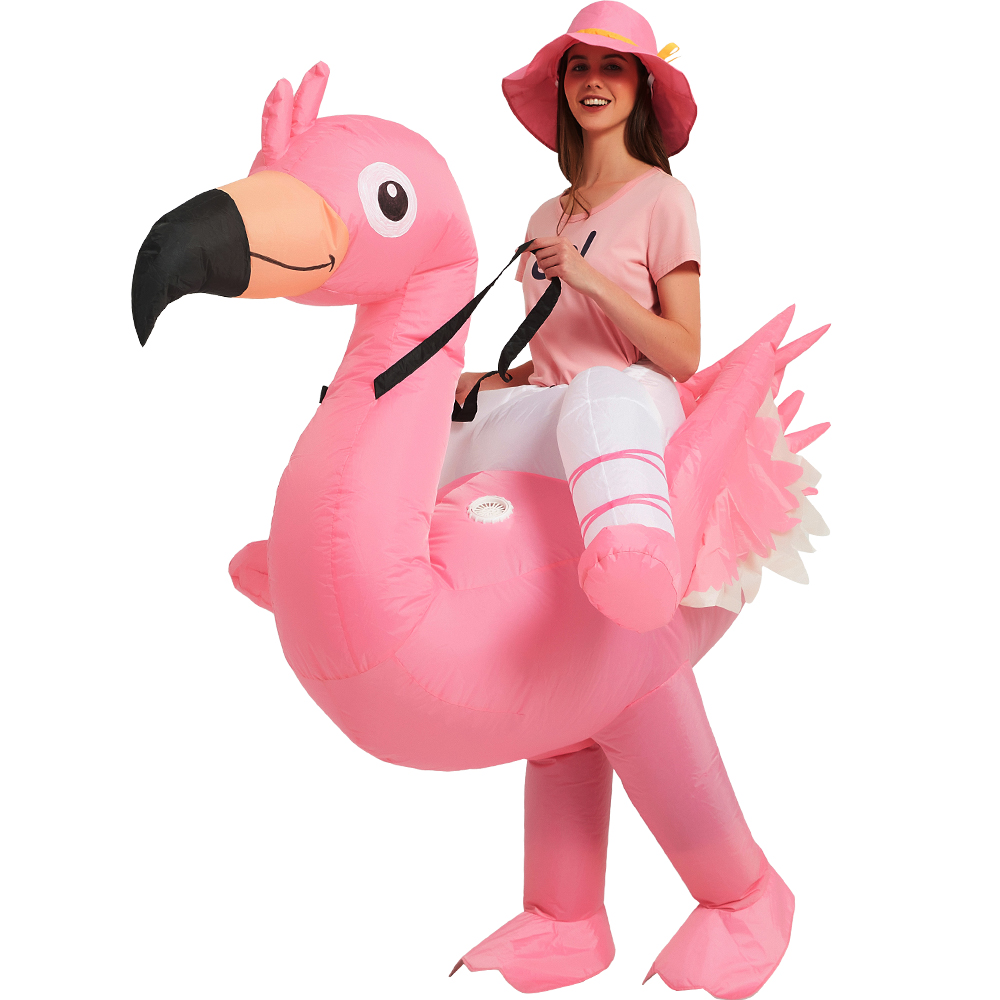 Flamingo nadmuchiwany kostium dla dzieci jeżdżących na kostiumach jednorożca zabawny króliczek fantazyjna sukienka Cosplay kostium na Halloween dla dorosłych