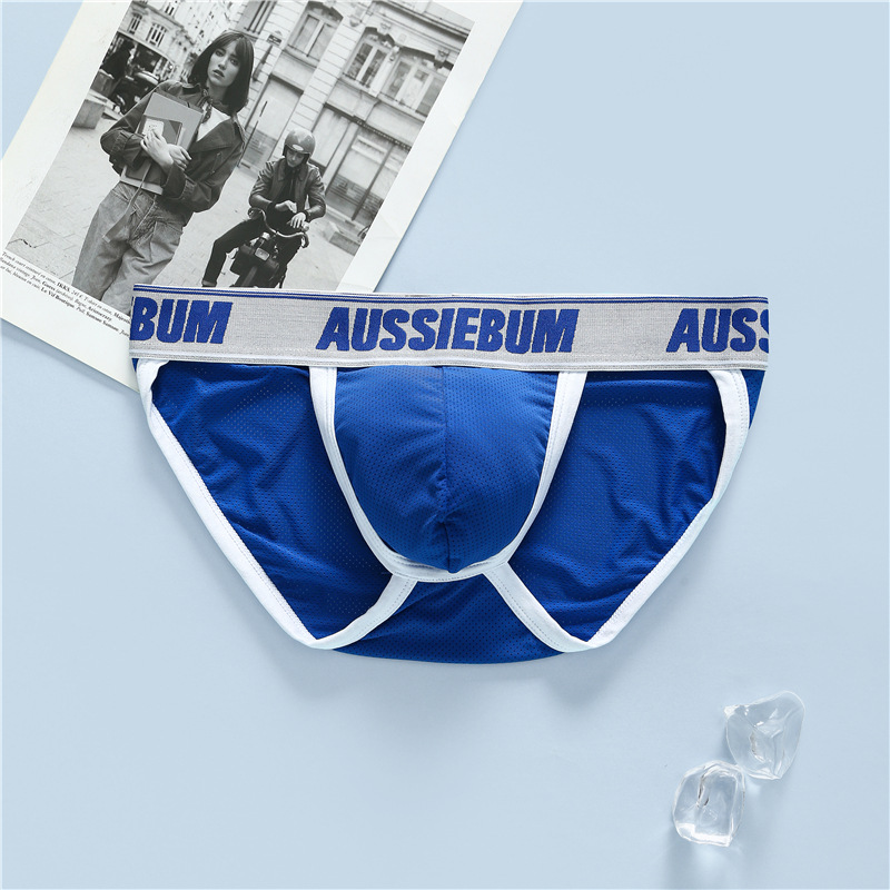 男性の下着弾性メッシュ快適な通気性のセクシーなハイフォークユースブリーフ aussiebum 男性のブリーフミルクシルクウエスト快適