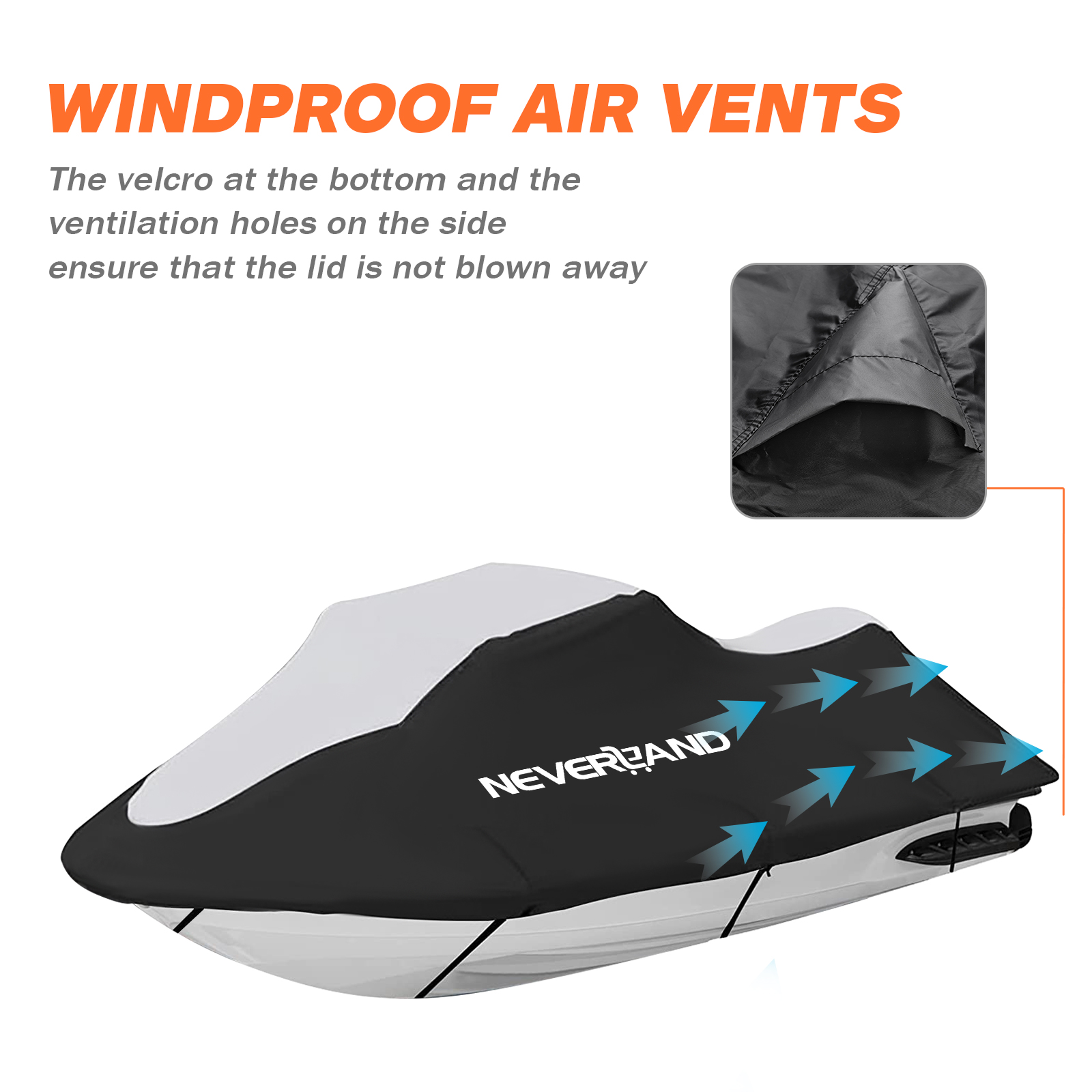 Cubierta Oxford para barco remolcable, impermeable, para pesca, esquí, lubina, lancha rápida, cubierta para barco en forma de V, Protector solar para lluvia, lancha rápida de 115-145 pulgadas