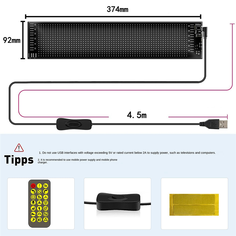 ELEC-LED Matrix Panel Programmable Flexible Screen IP65 Display Animation Message Scrolling Sign APP Control Cars Shop Bar