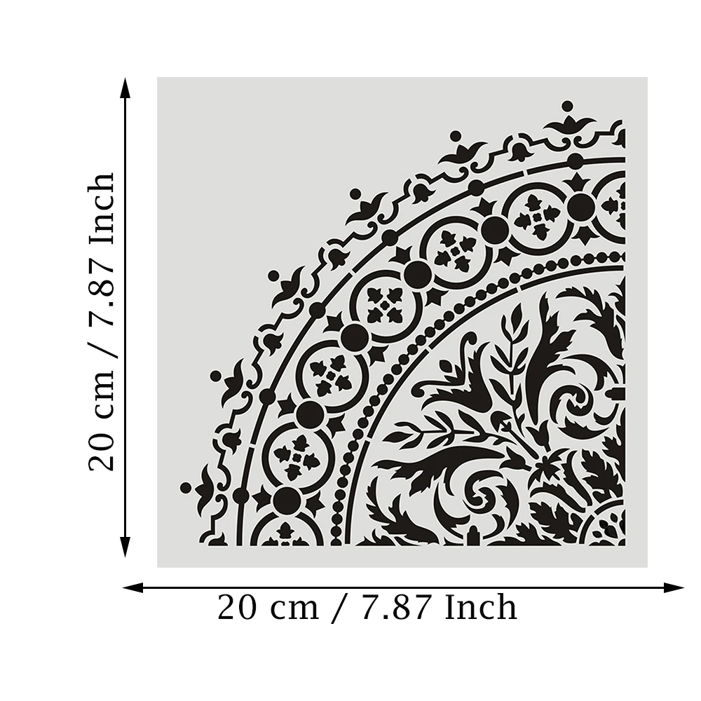 7นิ้ว1Pc 4ชิ้น/เซ็ต DIY Mandala แม่พิมพ์1/4ล้อวงกลมผนังสำหรับภาพวาดลายนูนกระดาษการ์ด Hollowed-Out ทำงานตกแต่ง