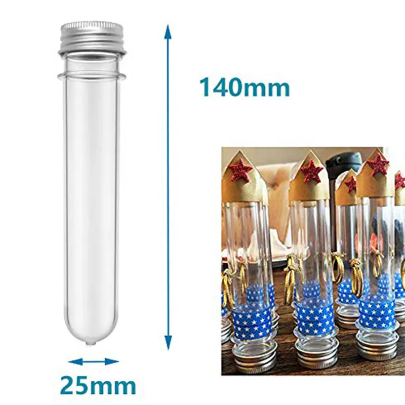 Provetta in plastica per bottiglia PET da 6 pezzi da 40 ml con tappo a vite Tubo di imballaggio con tappo in alluminio