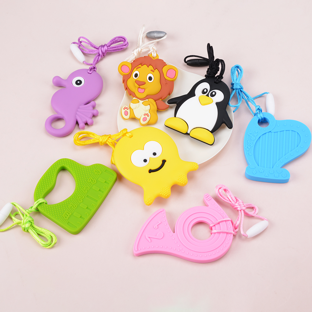 เด็ก Chew สร้อยคอเด็กซิลิโคน Teether Sensory Chewy จี้ Oral มอเตอร์ของเล่นเครื่องมือบําบัดสําหรับออทิสติก ADHD เด็กสินค้า