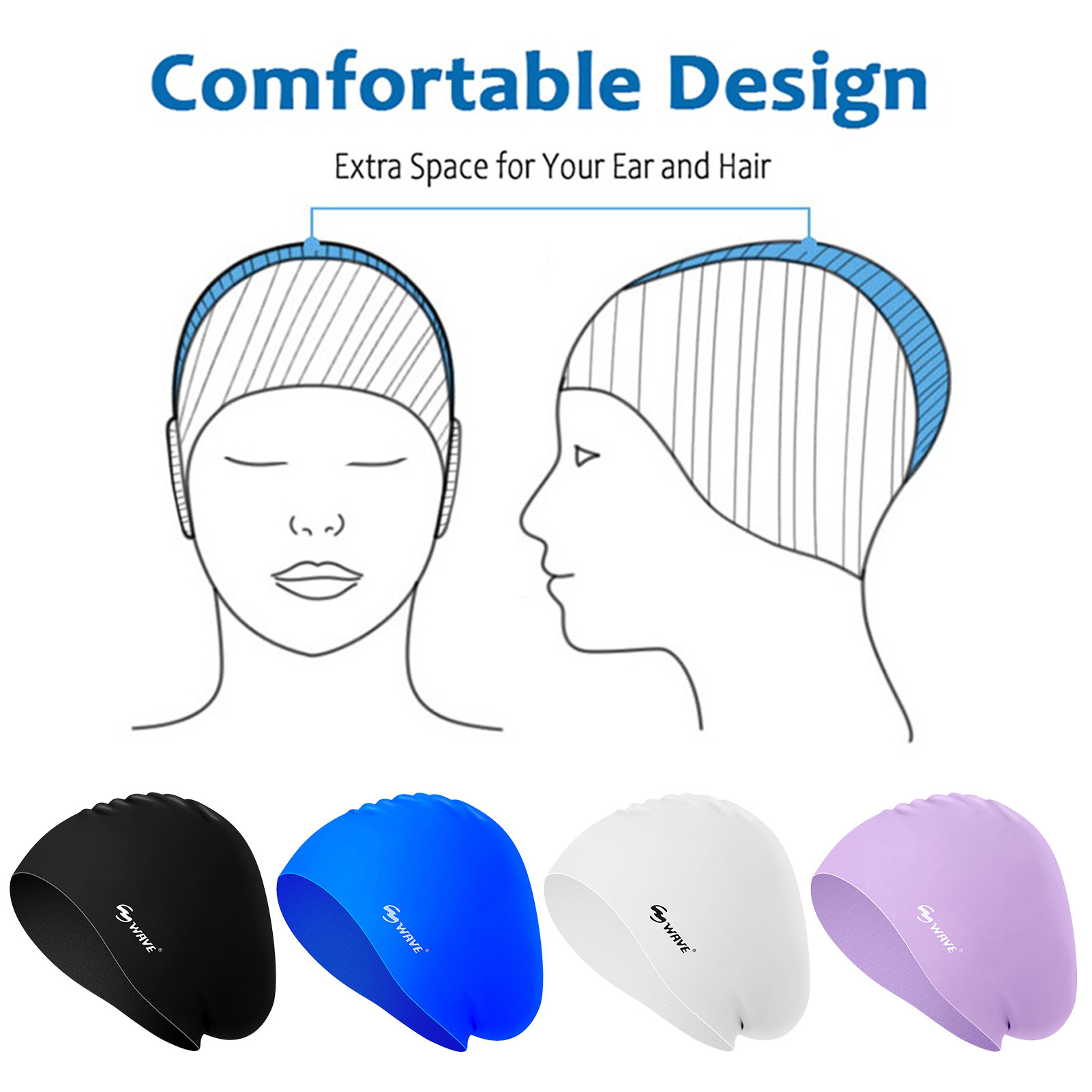 Silicone Swimming Caps Oversized Long Hair Swimming Caps Waterproof Swim Cap with Ear Protect Diving Bathing Hats Pool Accessori