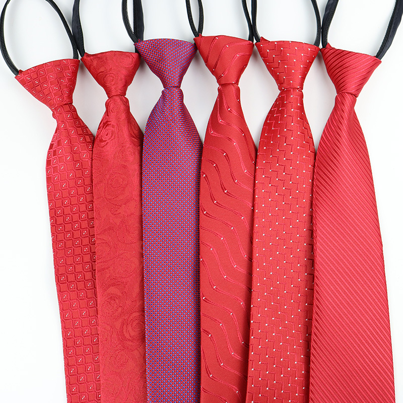 2023 novo 8cm de largura pré-amarrado zíper pescoço gravata listrado bolinhas gravatas para homens corbatas gravata ternos finos jacquard cravat gravata