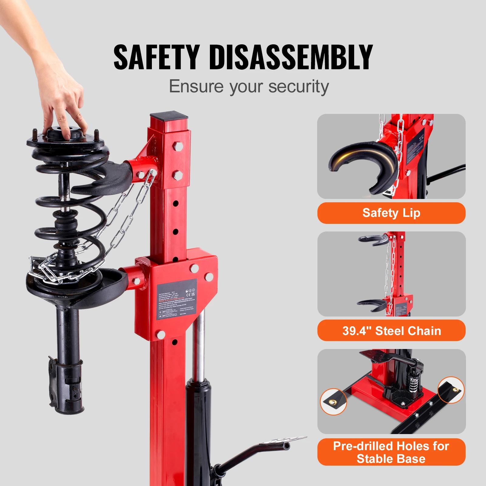 SucceBuy Compresseur à ressort de jambe de force 4,5 tonnes/9920 LBS vérin hydraulique 1 tonne Force de compression Compresseur à ressort hélicoïdal de jambe de force automatique