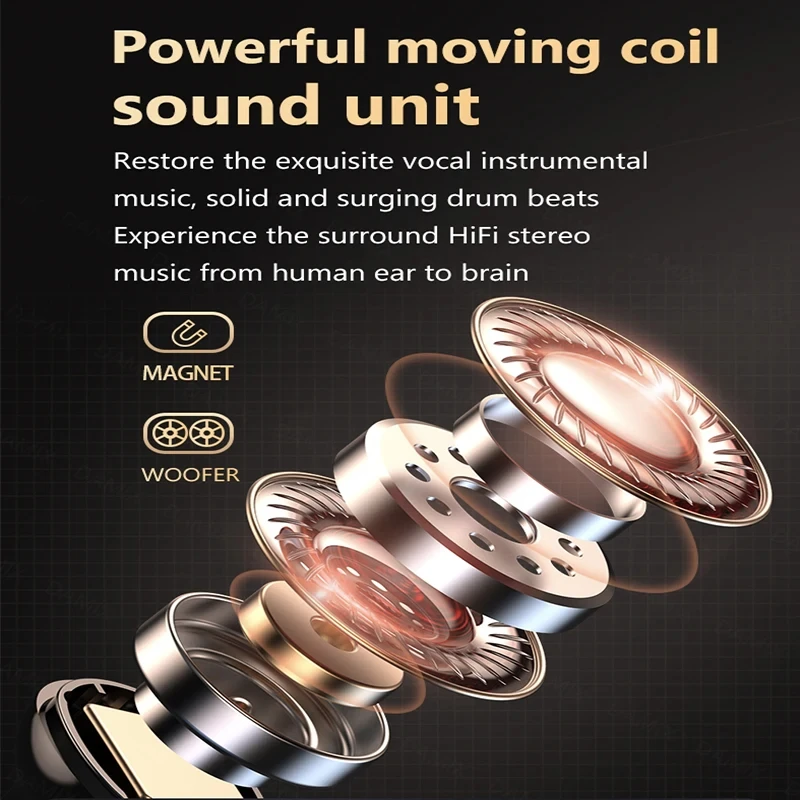 M19 Bluetooth Wireless Headset 5.3 Bluetooth Earphones IPX5 Waterproof Headsets with Mic HiFi Stereo Music Earbuds for All Phone