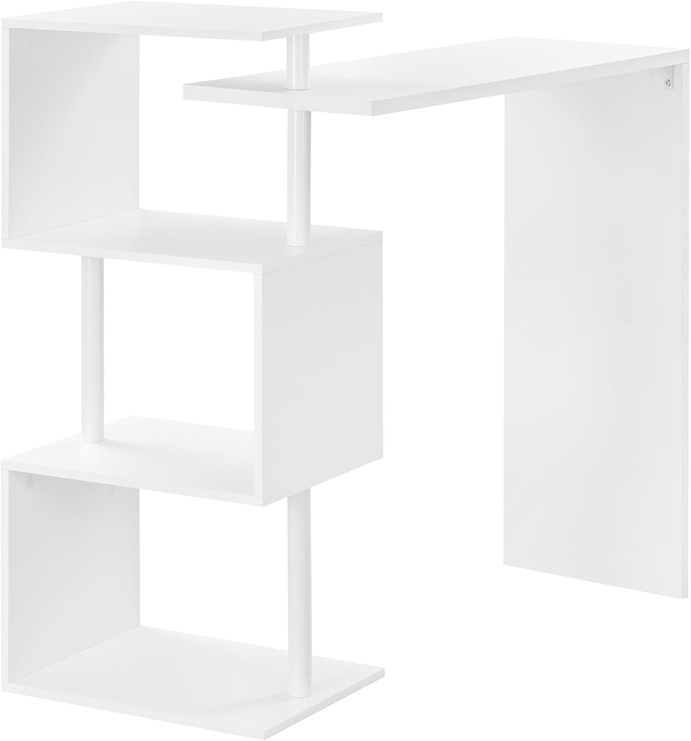 Bartisch Stehtisch Bistrotisch Bartheke Tresentisch, mit 3 Ablageflächen, drehbar, Metall, MDF, 134 x 38 x 112 cm (W x T x H), Weiß