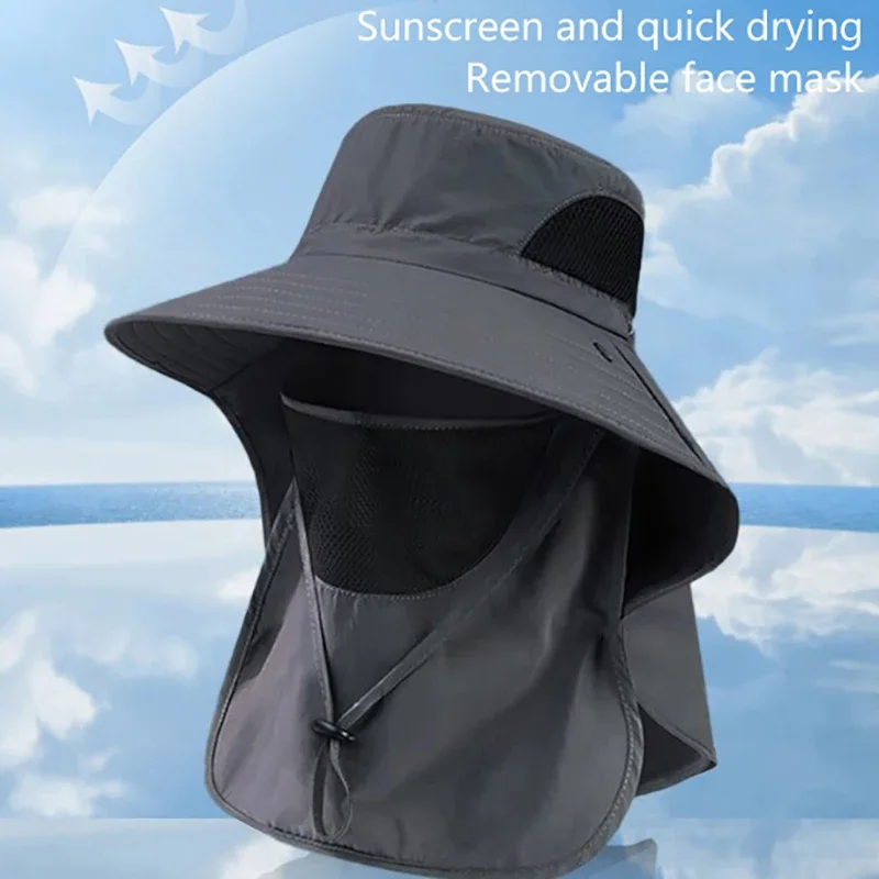 ฤดูร้อน Sun หมวกป้องกันรังสียูวีหมวกตกปลาล่าสัตว์กลางแจ้งสําหรับผู้ชายผู้หญิงเดินป่าตั้งแคมป์ Visor หมวกคอ FLAP หมวกชาวประมง