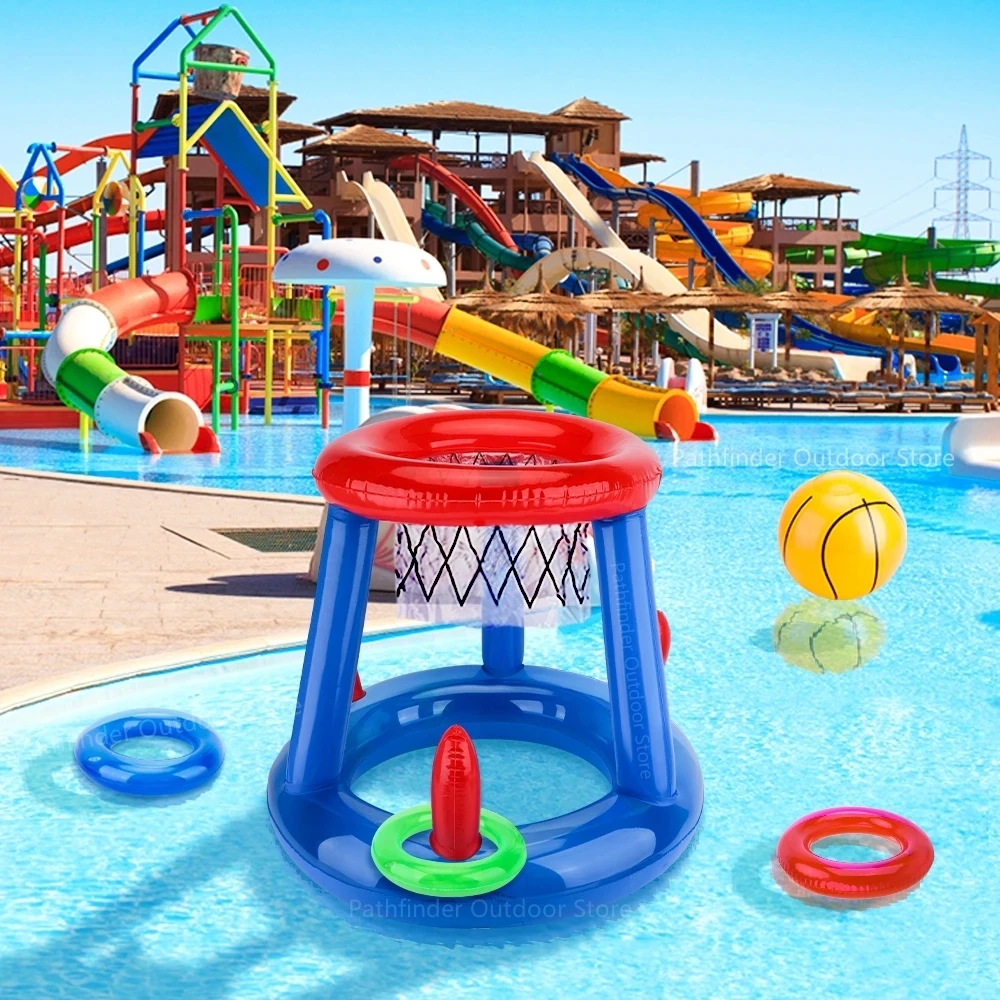 Juego de aro de baloncesto para piscina, aros flotantes inflables con anillos de pelota para niños, adolescentes y adultos, juego acuático competitivo perfecto