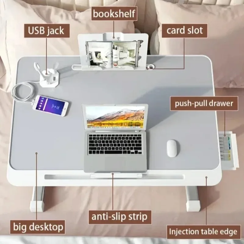 Laptop Bed Tray Table Adjustable Laptop Bed Stand Portable Standing Table Foldable Legs Lap Tablet Table for Sofa Couch Floor