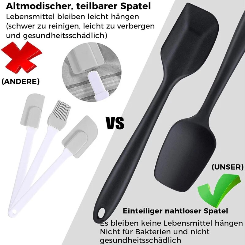 7-teiliges Silikon-Spatel-Set, antihaftbeschichtet, hitzebeständig, Spatel, Wender zum Kochen, Backen, Mischen, Backen