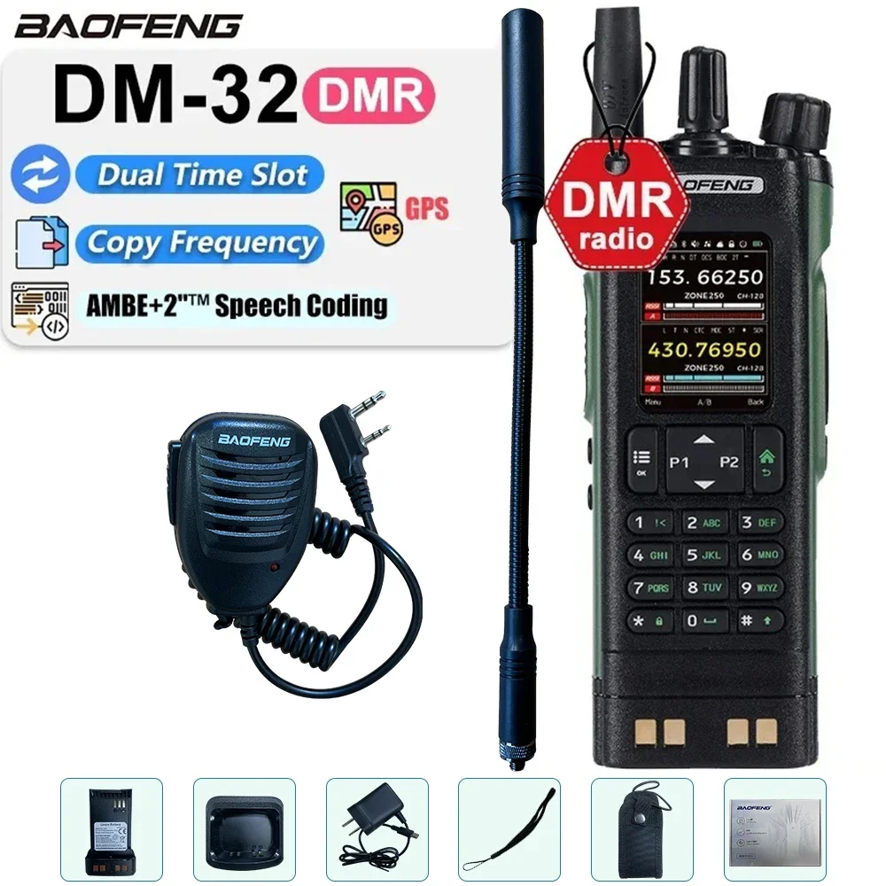 Nuevo BAOFENG DM32 Walkie Talkie DM-32 DMR Radio Digital GPS 10W multibanda copia inalámbrica frecuencia USB-C SMS UV32 Ham 2 WayRadio