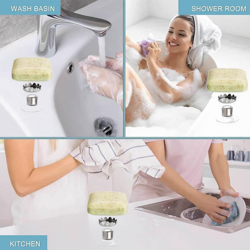 Suction Cup Soap Hanger Wall Mounted Soap Rack With Strong Magnet Removable Hanging Soap Holders For Bathroom And Shower