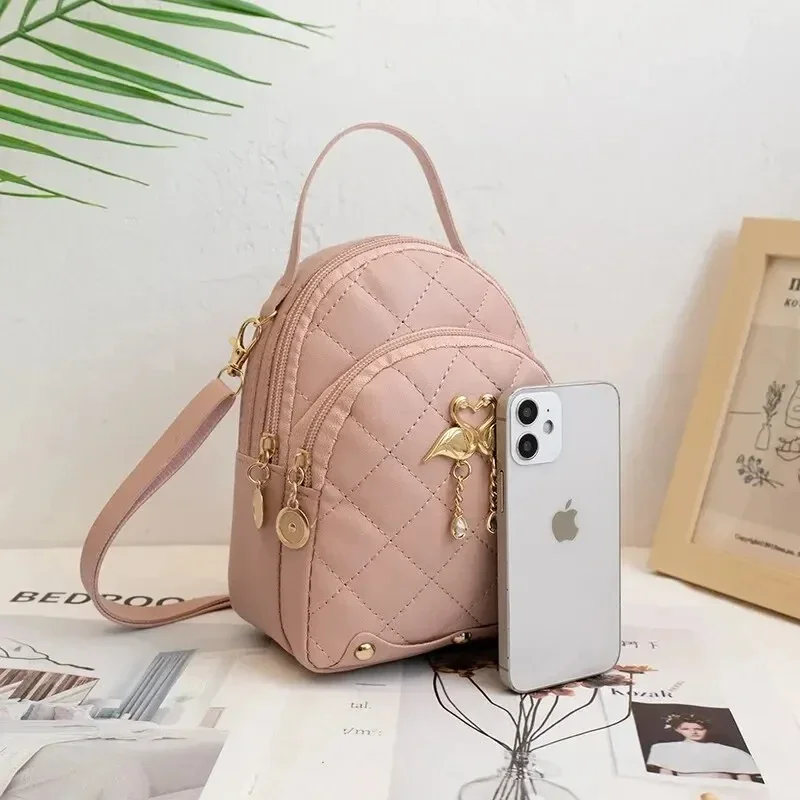 Mini zaino da donna alla moda, borsa per il tempo libero con tasca per telefono, elegante zaino da donna