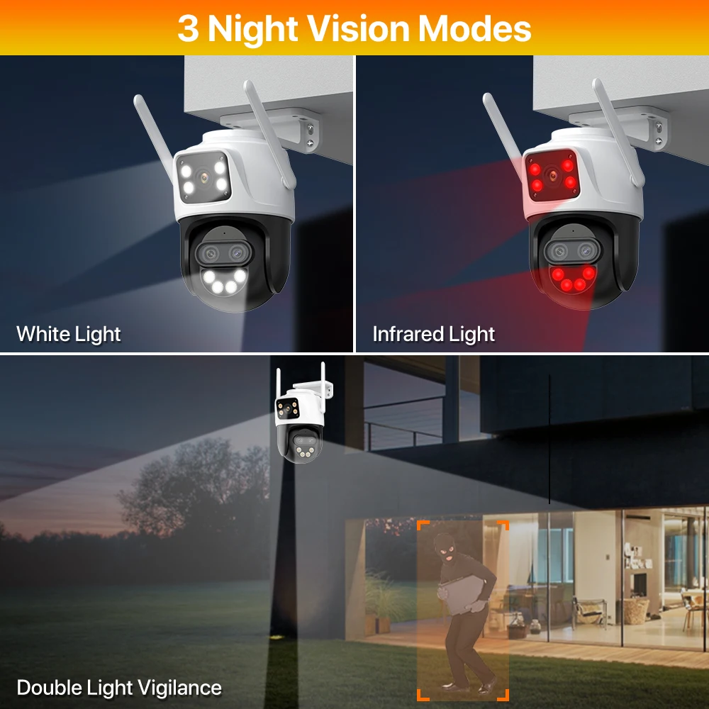 9MP 5K WIFI Kamera 8X Zoom Drei Objektiv WiFi Sicherheit 4MP IP Kamera Farbe Nachtsicht Ai Auto Tracking überwachung Kamera ICSee
