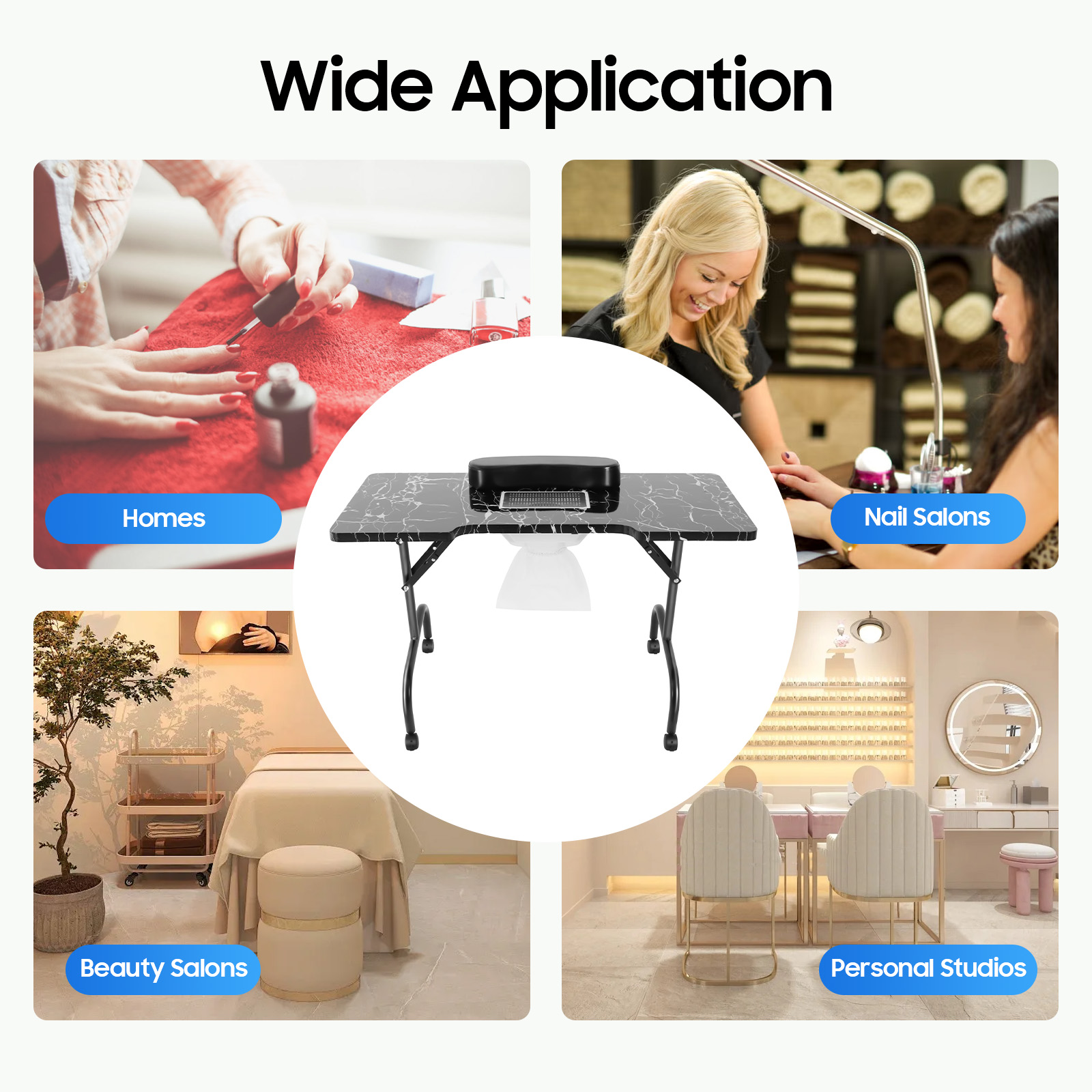 Tragbarer Nagel tisch Klapp maniküre Schreibtisch beweglicher Tisch Unabhängigkeit für Salon und Zuhause mit Staubs ammel ventilator