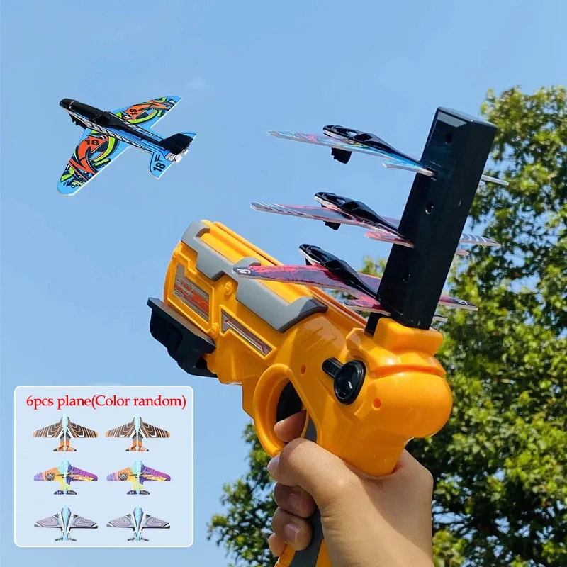 ¡Caliente! Lanzador de avión, catapulta de burbujas con 6 aviones pequeños, juguetes de avión divertidos para niños, avión, catapulta, pistola, juego de tiro, regalo