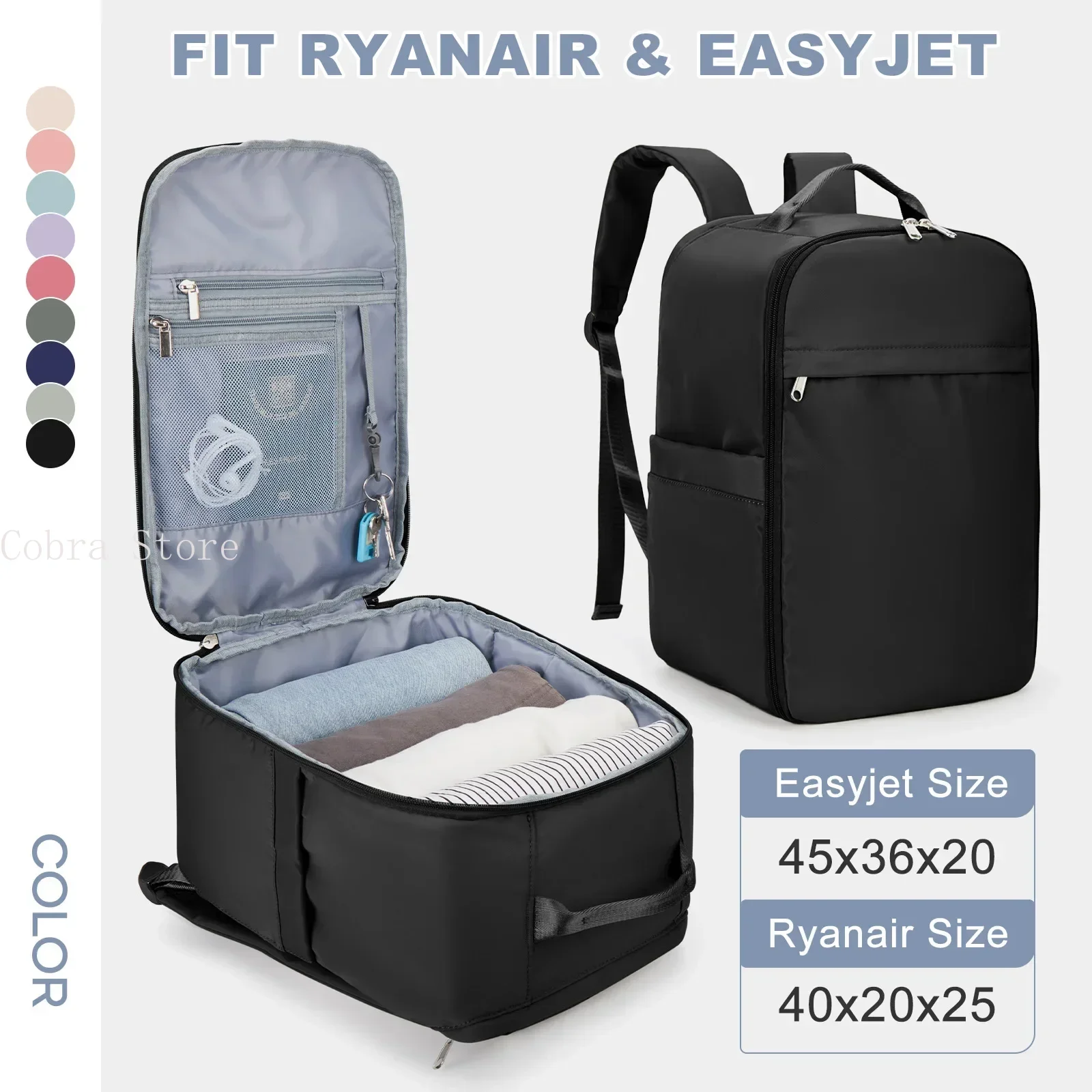 Ryanair Sac à dos 40x20x25 Sac de cabine, sac à dos de voyage pour bagage à main pour Easyjet Cabin Bag 45x36x20, sac à dos pour ordinateur portable pour femme/homme