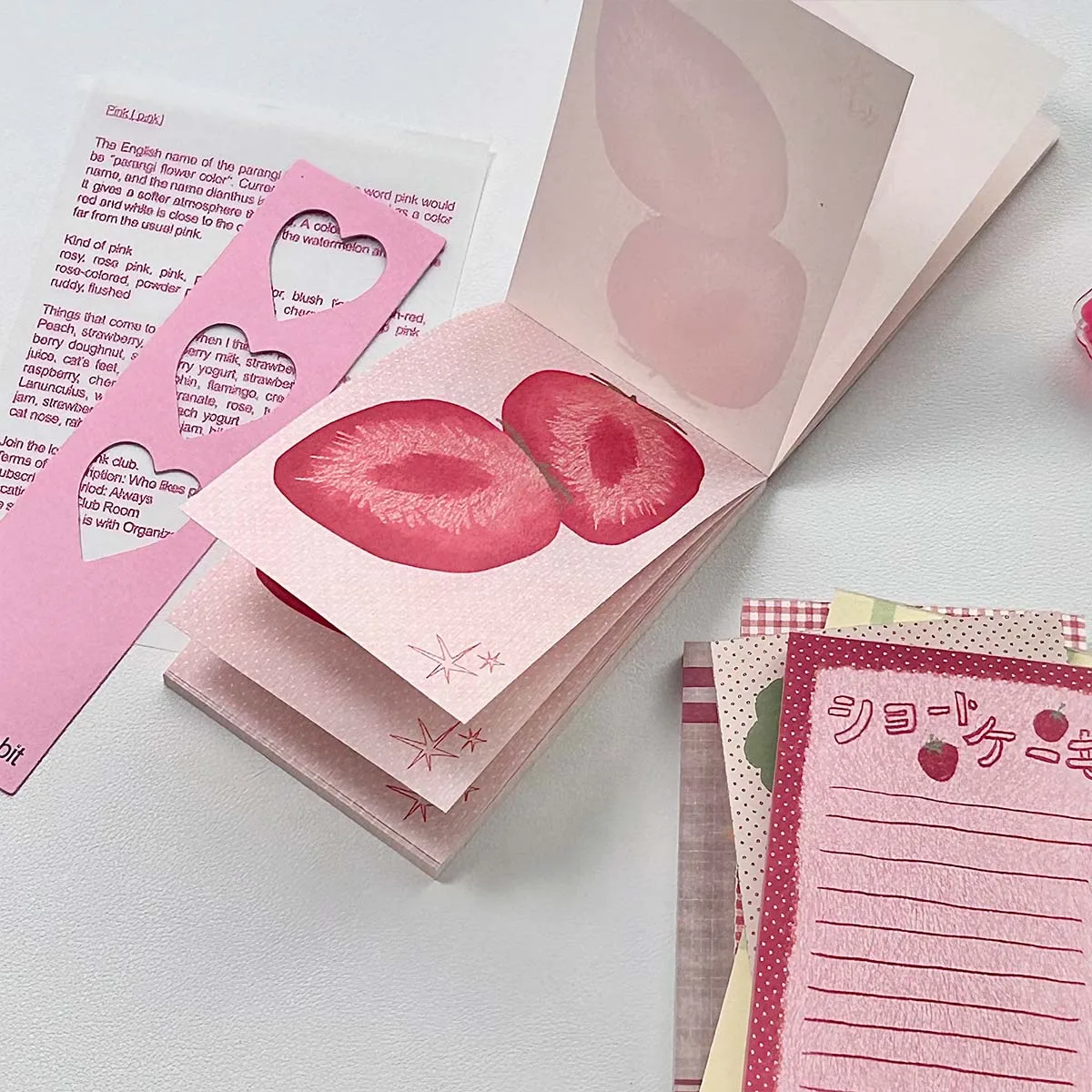 Strawberry Memo Pads Kawaii Korean Style M5 Scrapbook Paper Journal Ins Tomato Notepad Grid Base Paper Decor Supplies