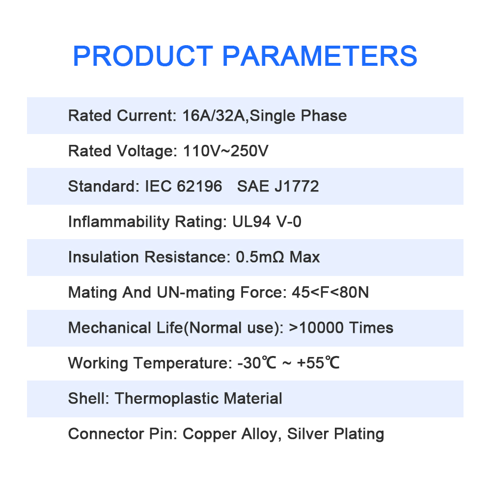 Portable 32A 7.2KW EV Charging Cable Type2 To Type1 For EV Hybrid PHEV Cars Full Lenght 3.5/4M with public charging stations