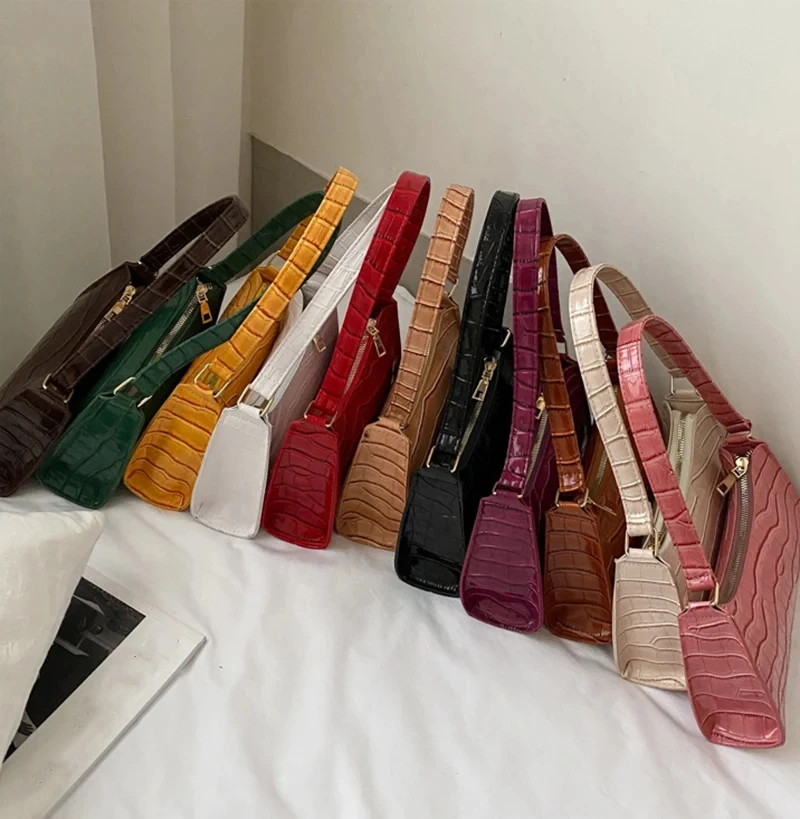 Borse in pelle PU moda per donna Borsa da ascella modello alligatore Borsa da donna piccola borsa a tracolla sotto le ascelle