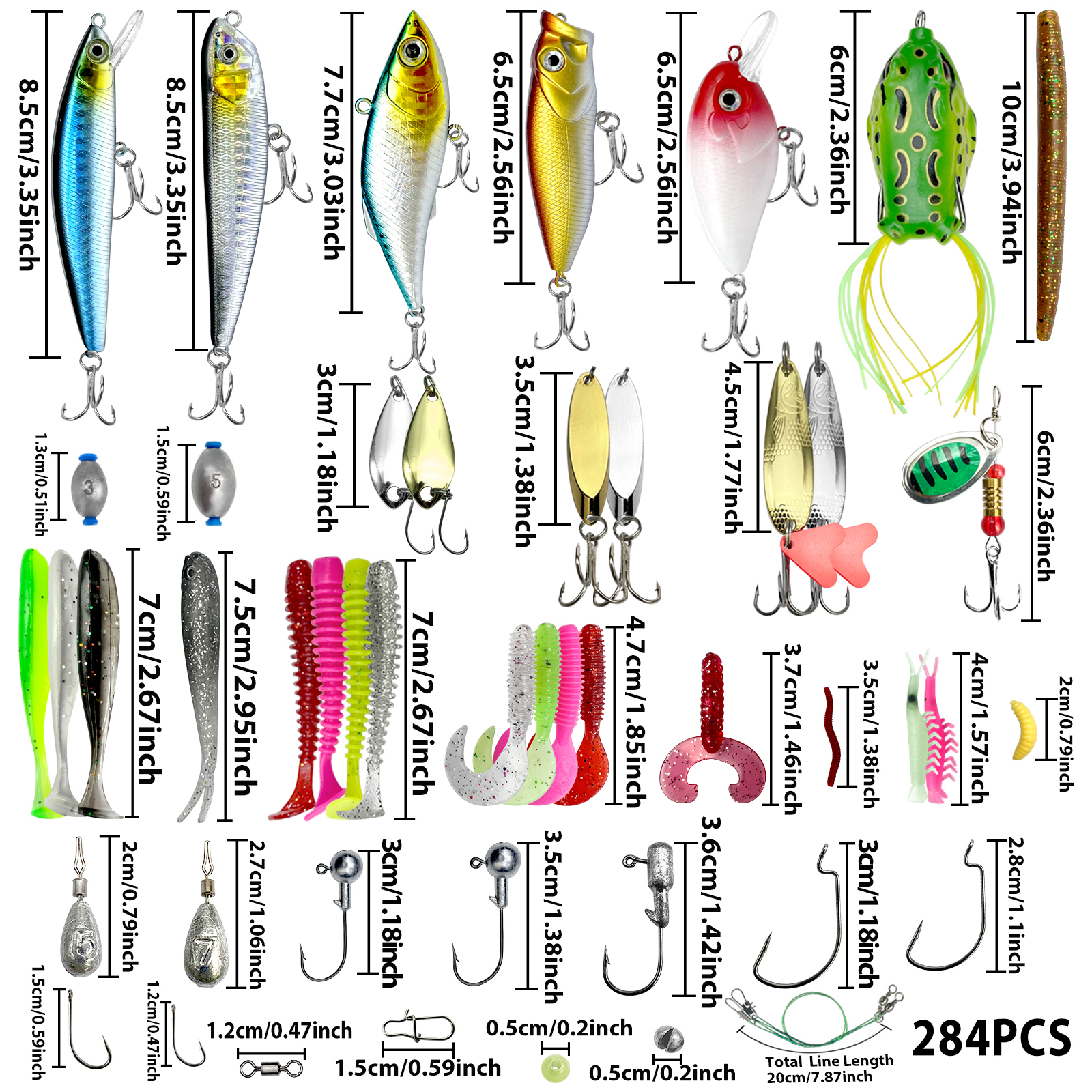 78/122/284 stücke Angel köder Kit für Top water Köder Rigs Tackle Kit für Bass Forelle Lachs Angel zubehör Hochwertige Lure-Bait-Sets für Lurefischen Komplettsets mit allen nötigen Komponenten