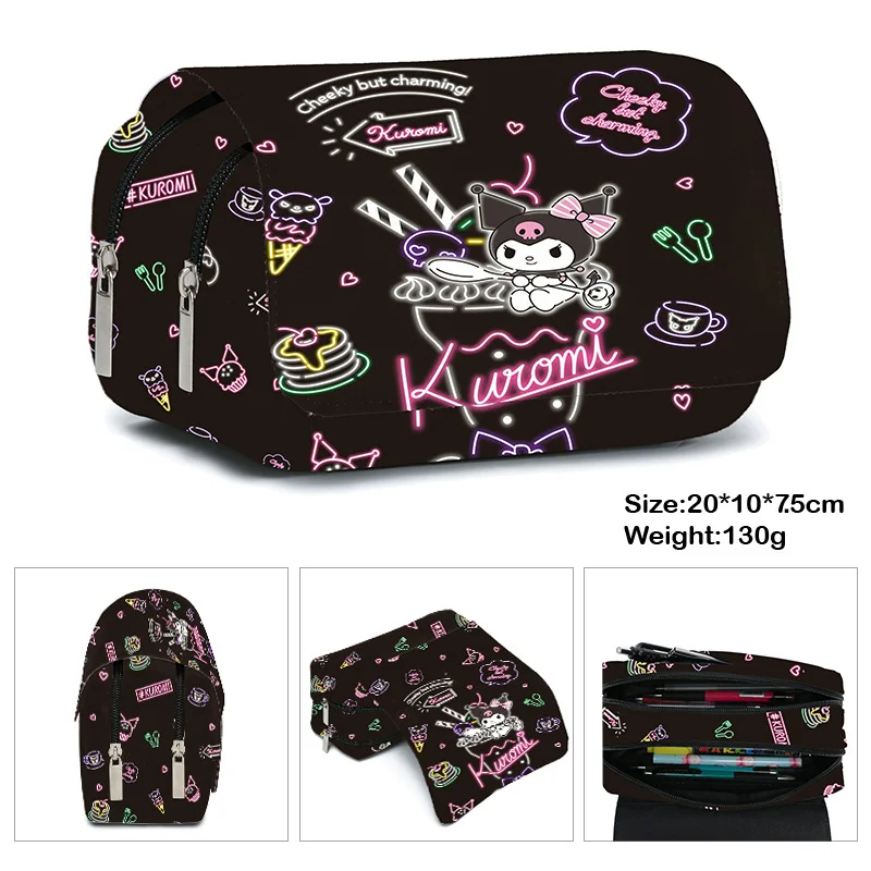 กระเป๋านักเรียนนักเรียน Kawaii Double-Layer กระเป๋าดินสอขนาดใหญ่ความจุกระเป๋าเป้สะพายหลังลําลองการ์ตูนพิมพ์ปากกากระเป๋า
