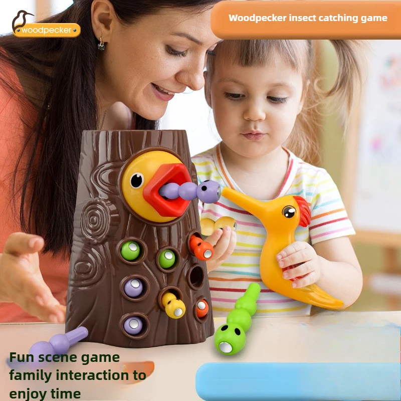 Picchio Giocattoli Pesca Cattura insetti Piccolo gioco Bird Cattura insetti Puzzle magnetico Giocattoli per esercizi di allenamento per la prima educazione