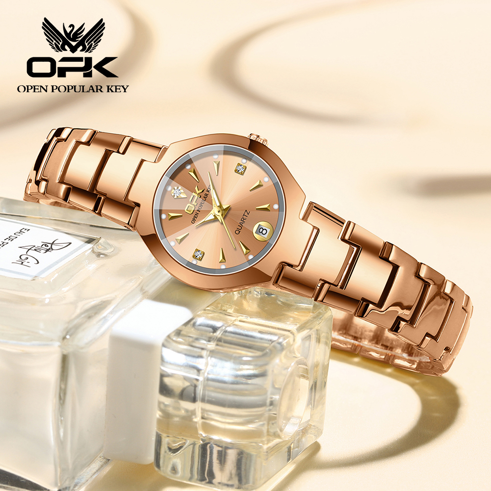 OPK8105 Relógio feminino com bateria de quartzo e calendário requintado e compacto