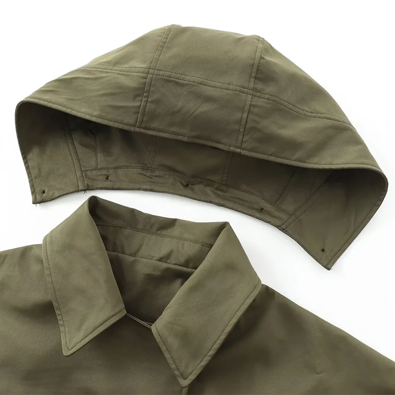 Hxao verde quente inverno com capuz jaquetas femininas 2024 outono ao ar livre oversized jaqueta bomber casacos demi-temporada windbreak outerwears