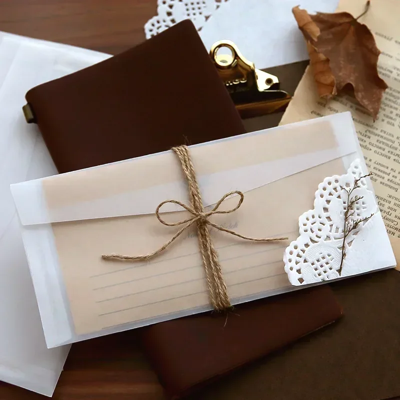 10pcs/set Translucent Envelopes Frosted Small Fresh Invitation Card Cover for Party Wedding Writing Paper Letter Pads Envelope