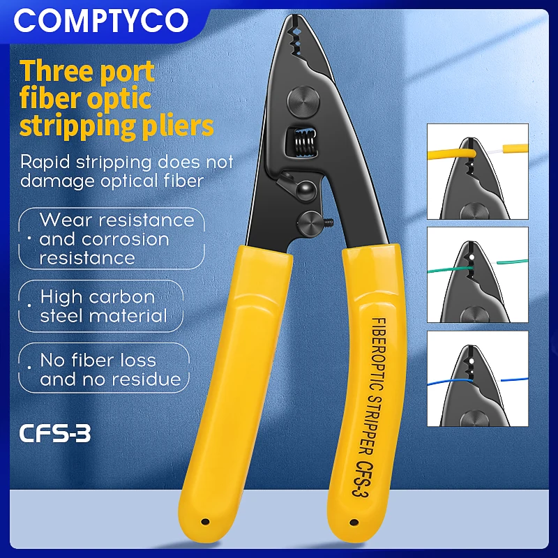 CFS-3 Alicates pelacables de fibra óptica de tres puertos pelacables para herramientas FTTH herramienta de alicates de pelado óptico