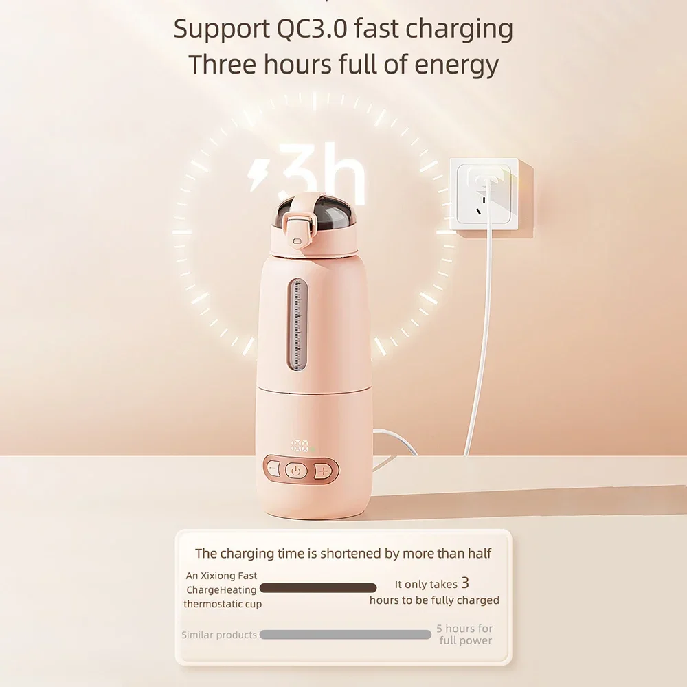 Upgrade draagbare USB-melkwaterverwarmer voor baby 300 ml capaciteit Snelle verwarming Ingebouwde batterij Draadloze instant waterverwarmer