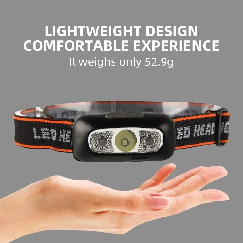 Mão sensor de movimento mini farol usb recarregável led indução farol acampamento ao ar livre luz pesca lâmpada cabeça à prova dwaterproof água